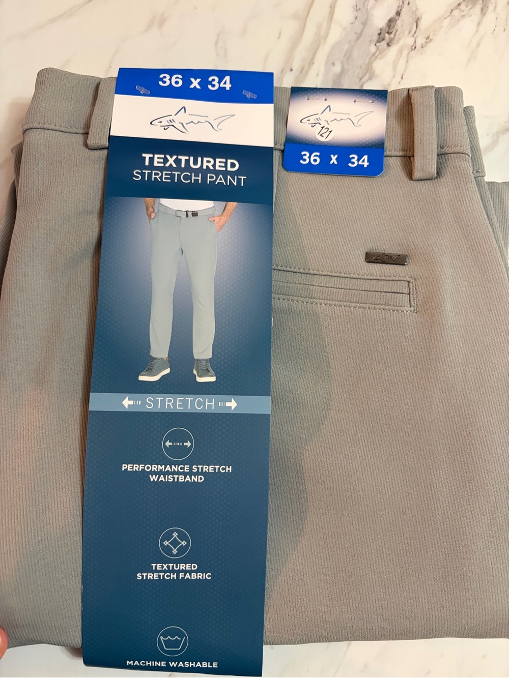 Textured Stretch Pants - Light Gray (36x34)